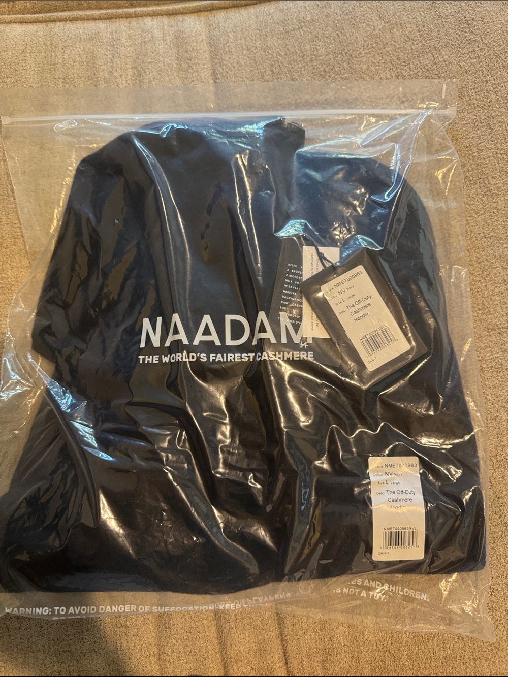 NAADAM Navy Cashmere Hoodie